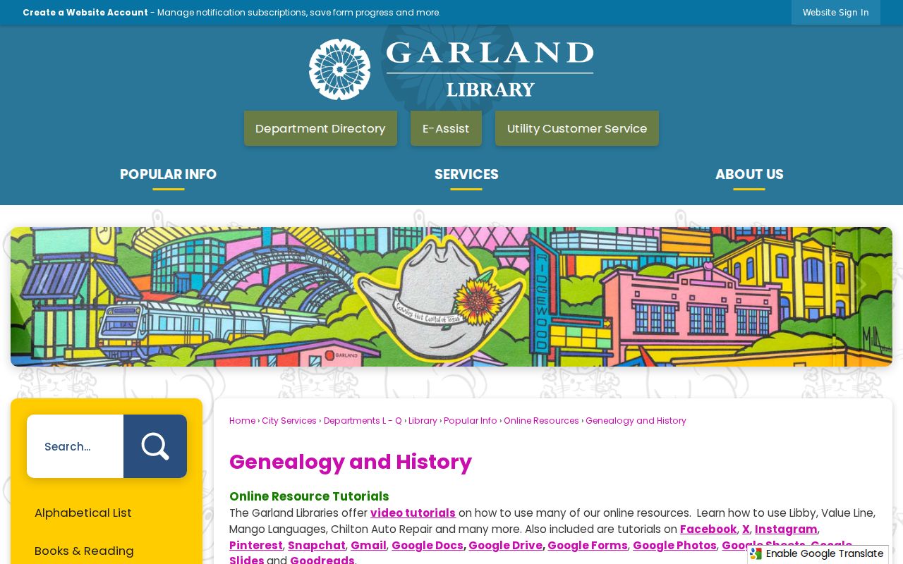 Garland city directory research resources on the Garland genealogy and history page