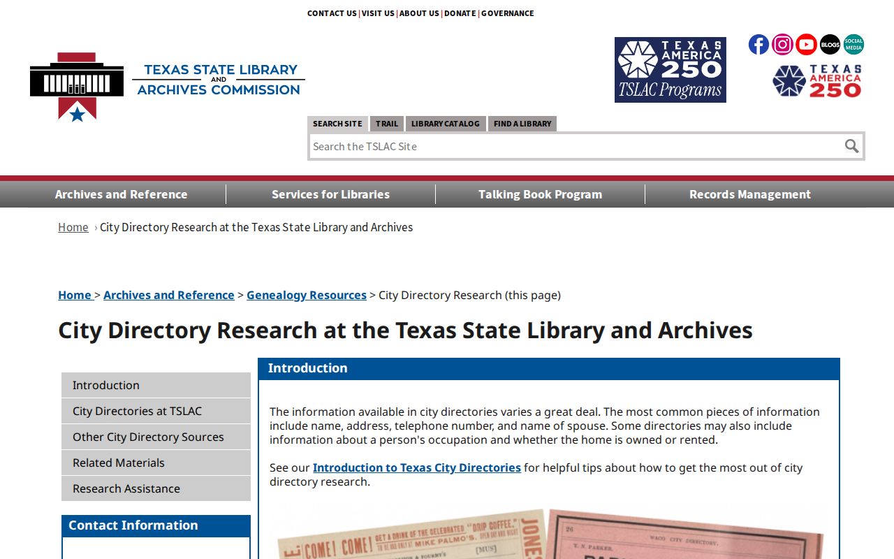 Garland city directory Texas State Library research routes