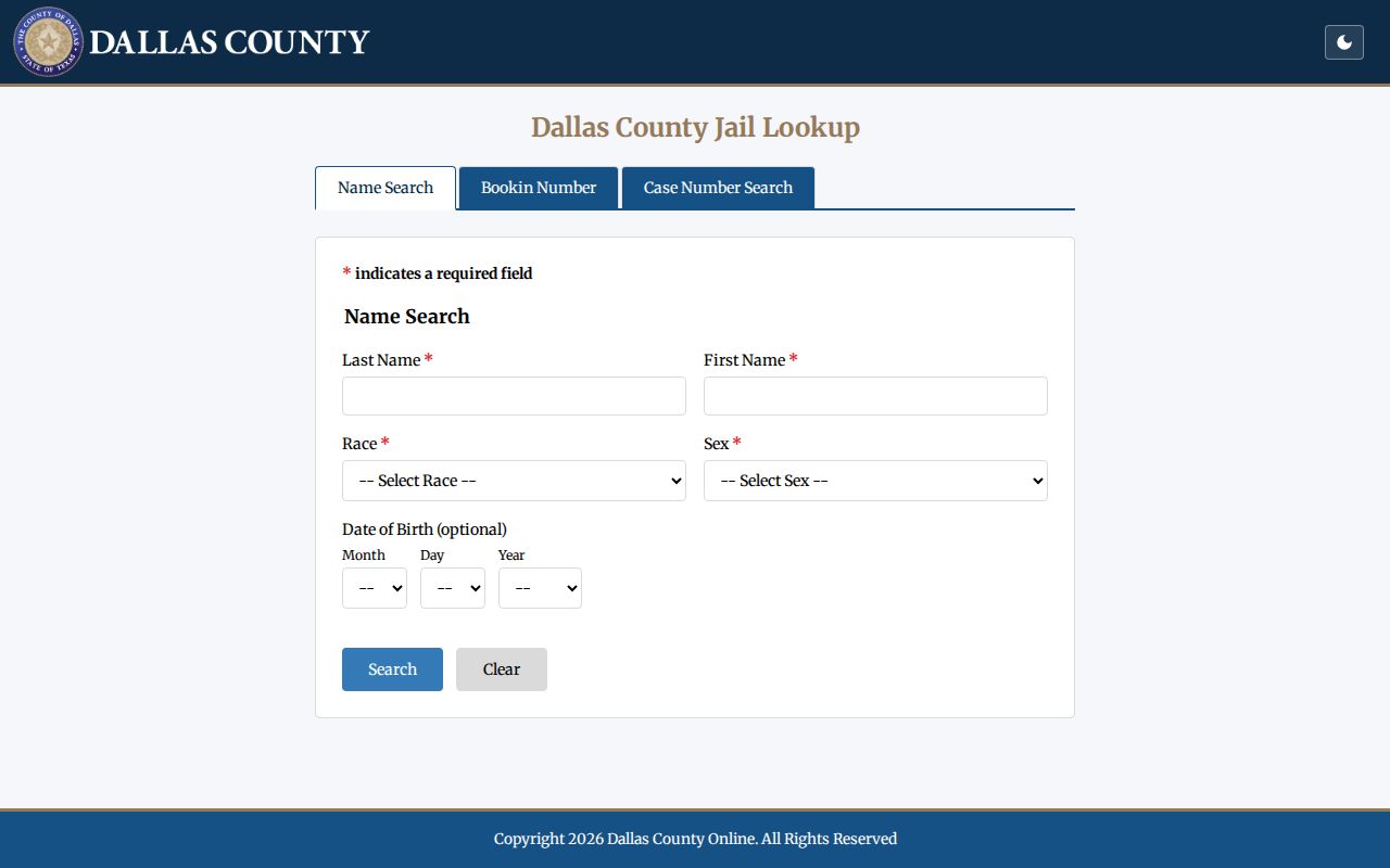 Garland residents directory Dallas County jail lookup entry page