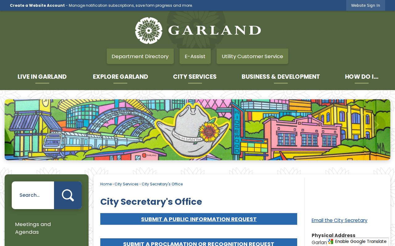 Garland neighbors City Secretary public records request route