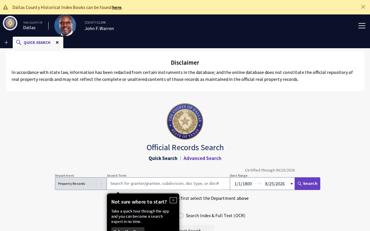 Garland street directory Dallas County official records quick search