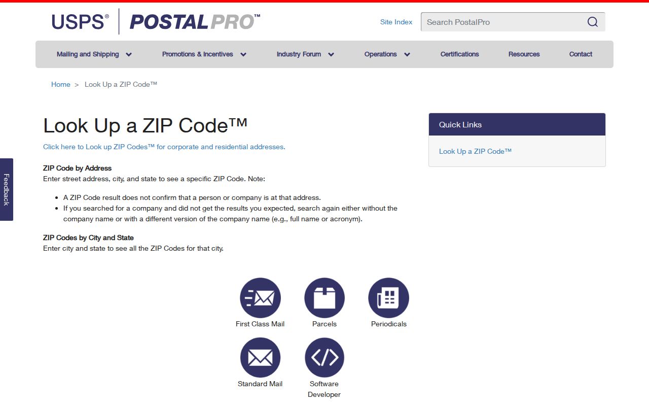 Garland ZIP code directory USPS ZIP code lookup modes